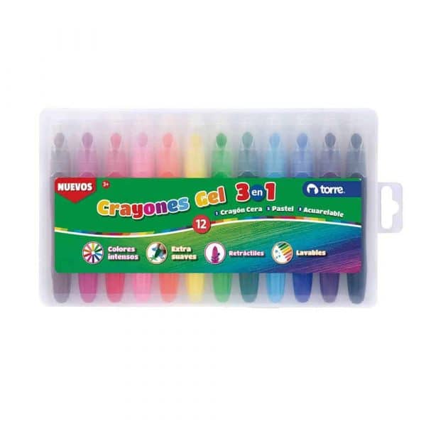 crayones gel 3en1 torre 12 colores 29915