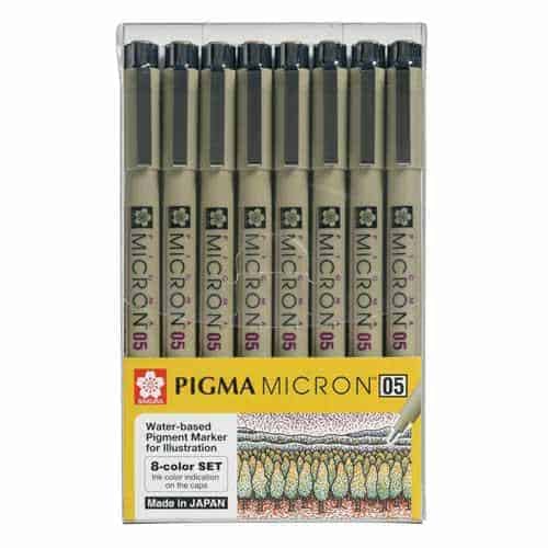 Marcadores Pigma Micron 05 de Sakura en set de 8 colores