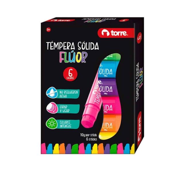 TEMPERA SOLIDA 6 Colores FLUOR TORRE