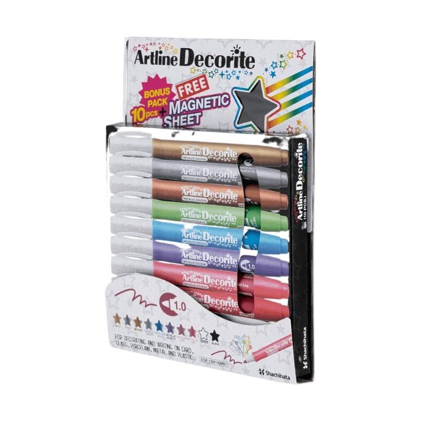 SET 10 DECORITE METALIZADOS PUNTA 1mm ARTLINE