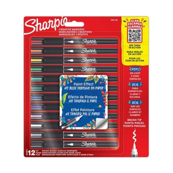 SET 12 MARCADOR ACRILICO Punta Pincel SHARPIE